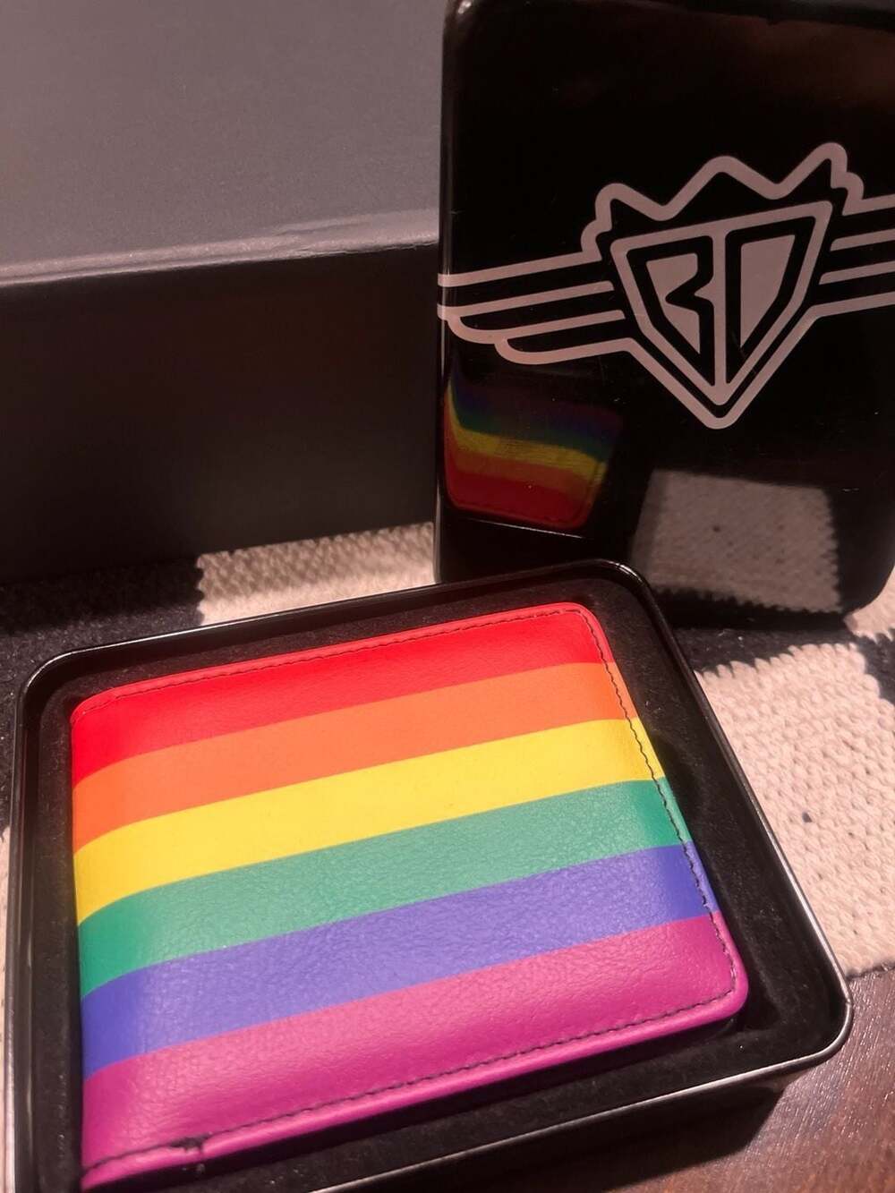 Buckle-Down Rainbow Pride Stars Bi-Fold Wallet with Tin